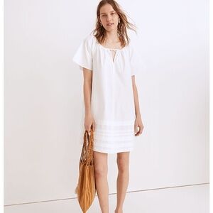 Baggy Madewell Poplin Flutter Sleeve Pin Tuck Mini Dress